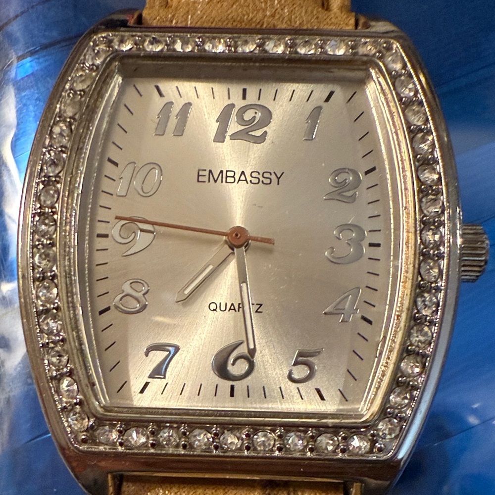 Embassy Silver Watch with Crystal Accents